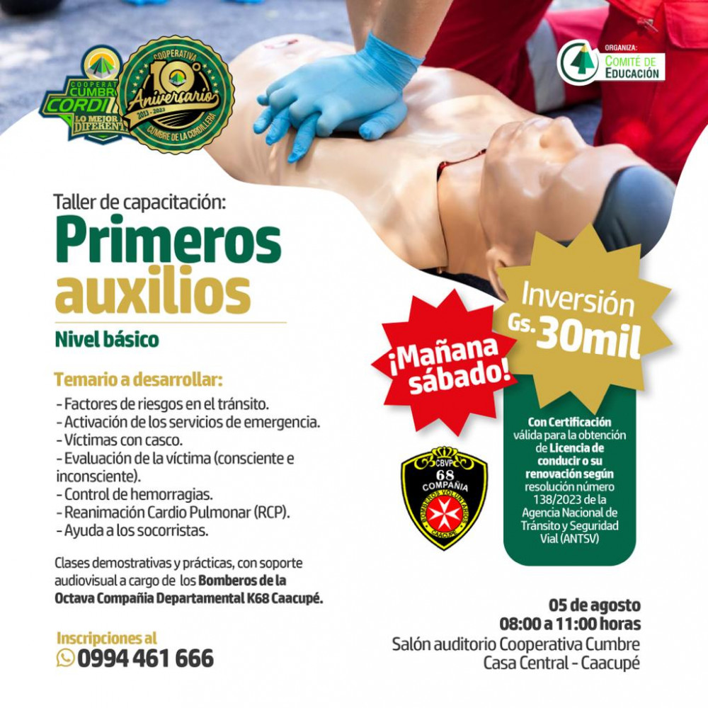 Mañana es el curso de Primeros Auxilios